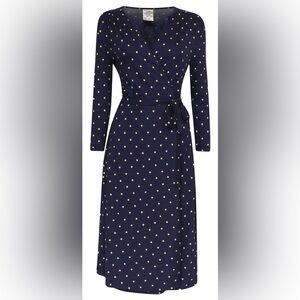 Baum Und Pferdgarten Blue w/ Yellow Polka Dot Wrap Dress Sz. S